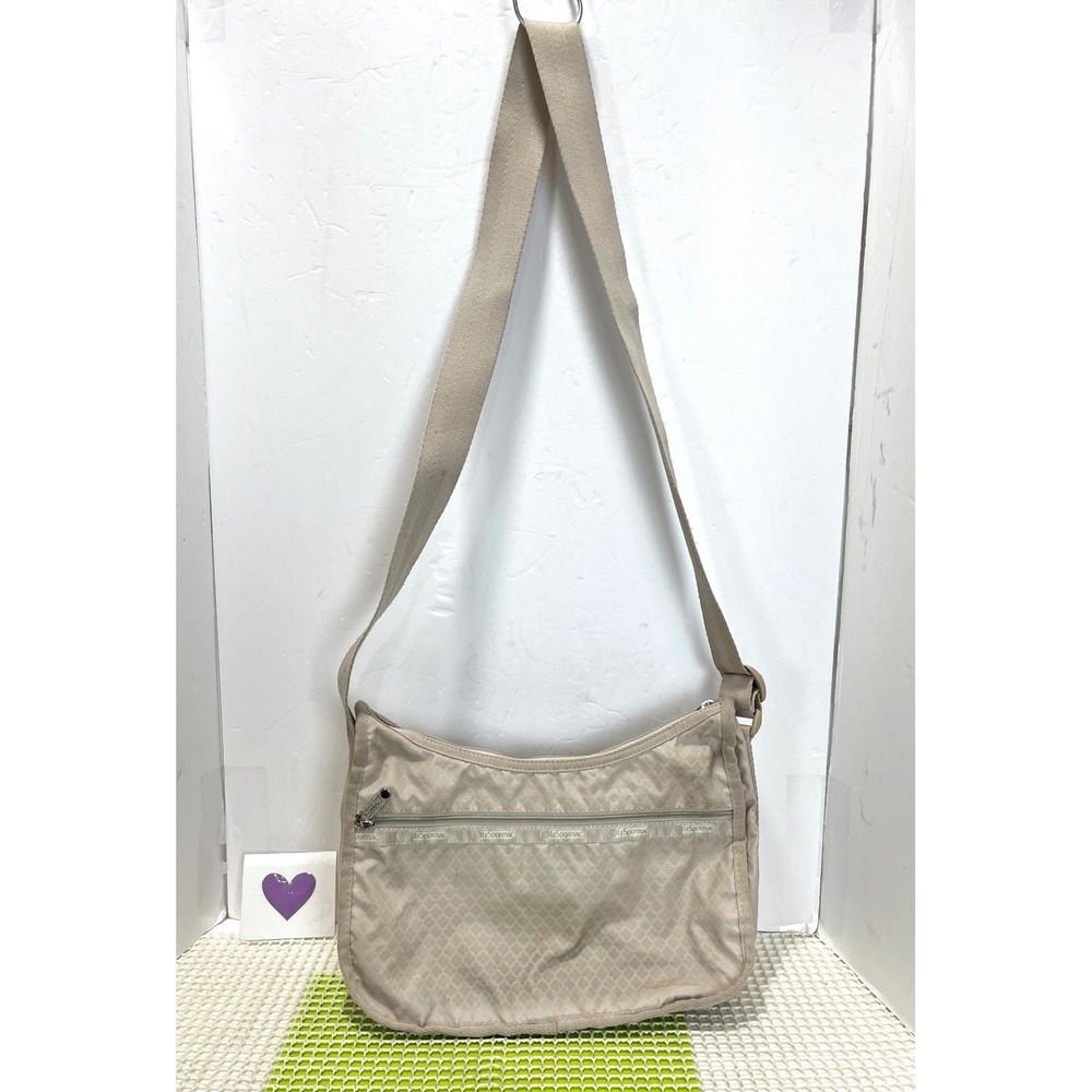LeSportsac Tan Geometric Nylon Crossbody Bag Adjustable Strap Beige